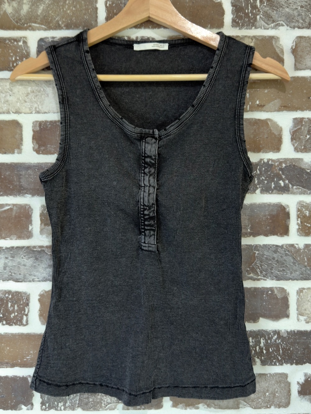 Zara Black Washed Ribbed Tank Top - Picture 2 of 5